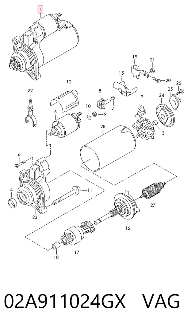 Motor de arranque 02A911024GX VAG