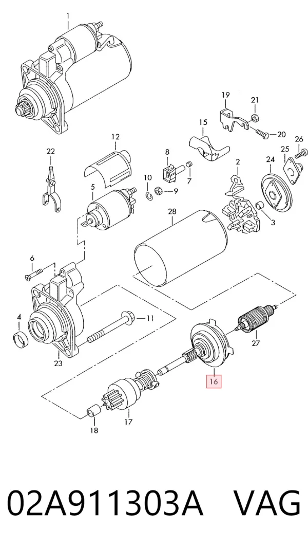 Reductor de arranque 02A911303A VAG