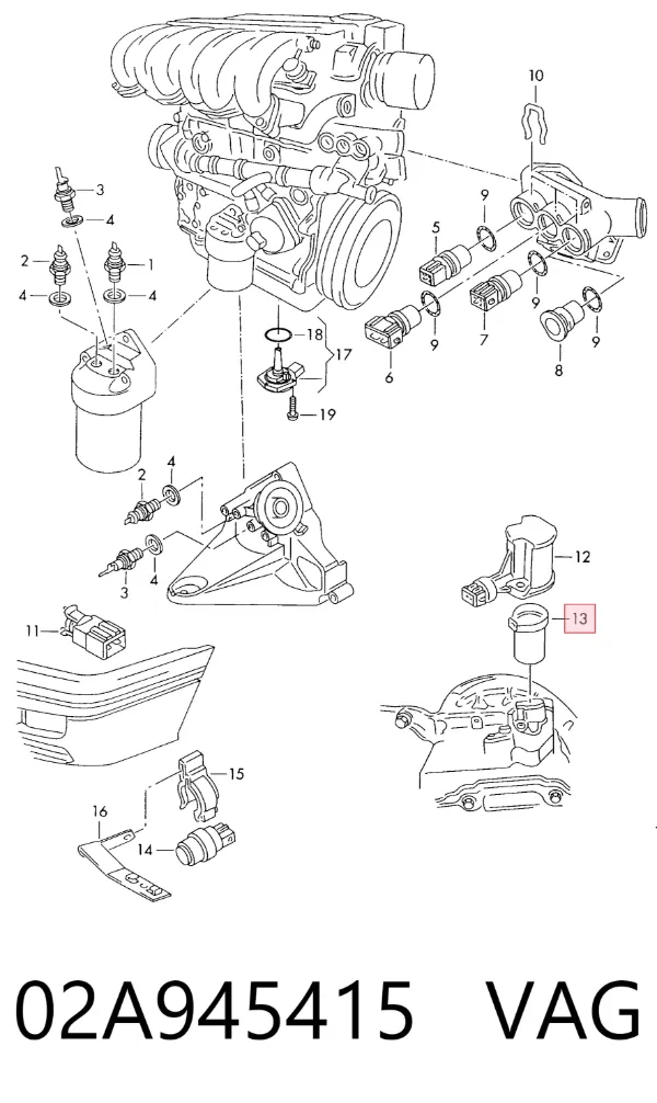 Sensor de marcha atrás 02A945415 VAG