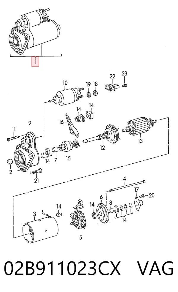 Motor de arranque 02B911023CX VAG