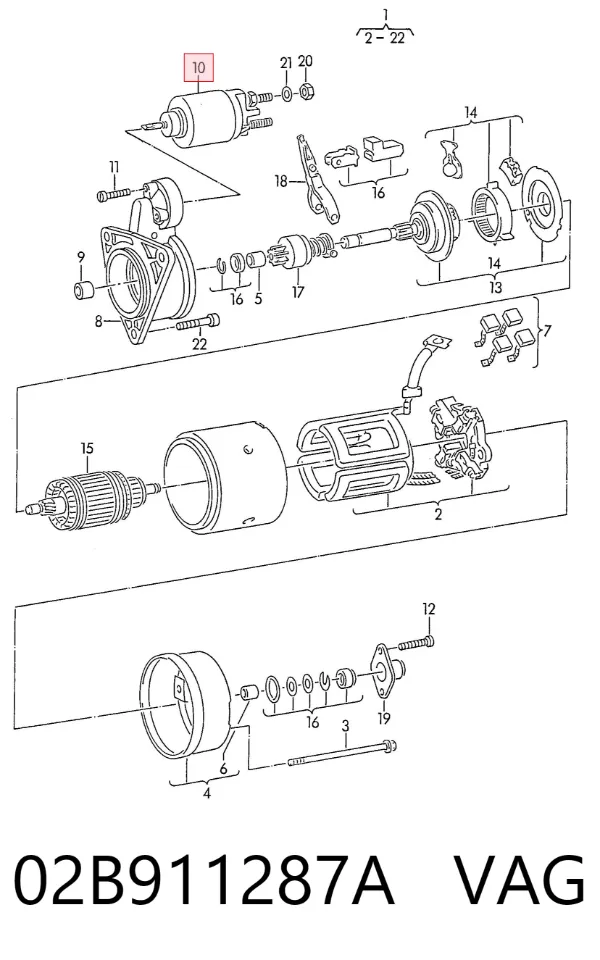 Solenoide de arranque 02B911287A VAG