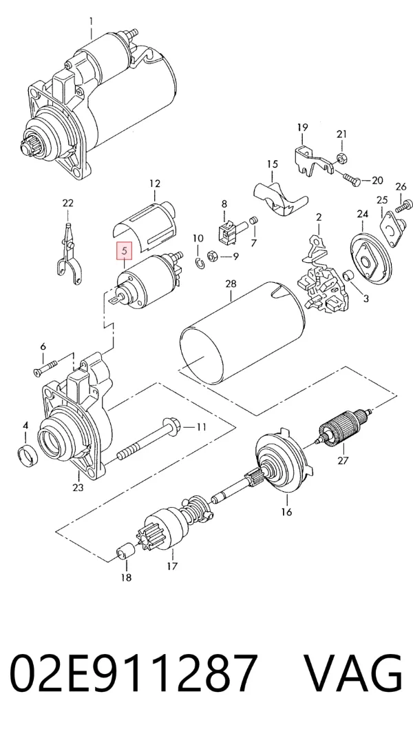 Solenoide de arranque 02E911287 VAG