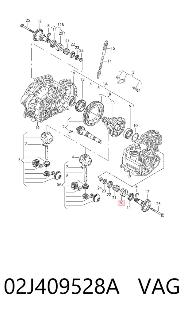 Retén del semieje delantero derecho 02J409528A VAG