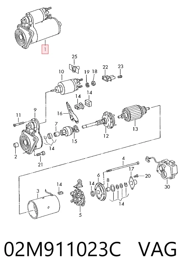 Motor de arranque 02M911023C VAG