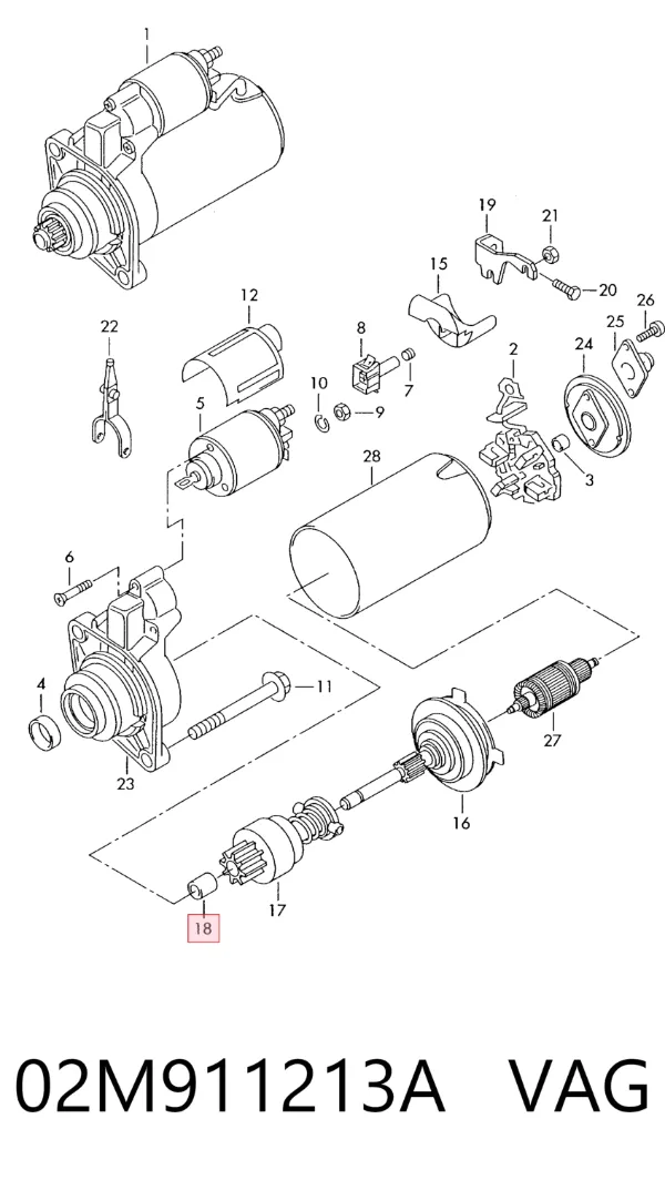 Rodamiento de arranque 02M911213A VAG