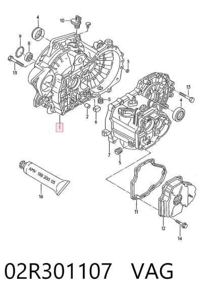 Cárter de embrague VAG 02R301107