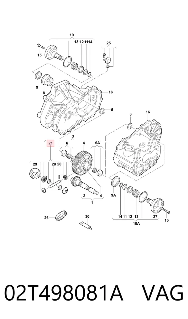 Juego de satélites del diferencial delantero 02T498081A VAG