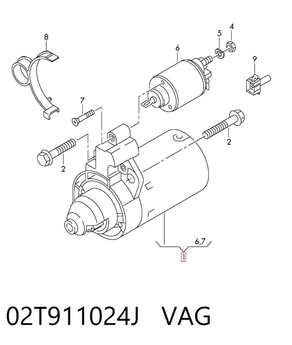 Motor de arranque 02T911024J VAG