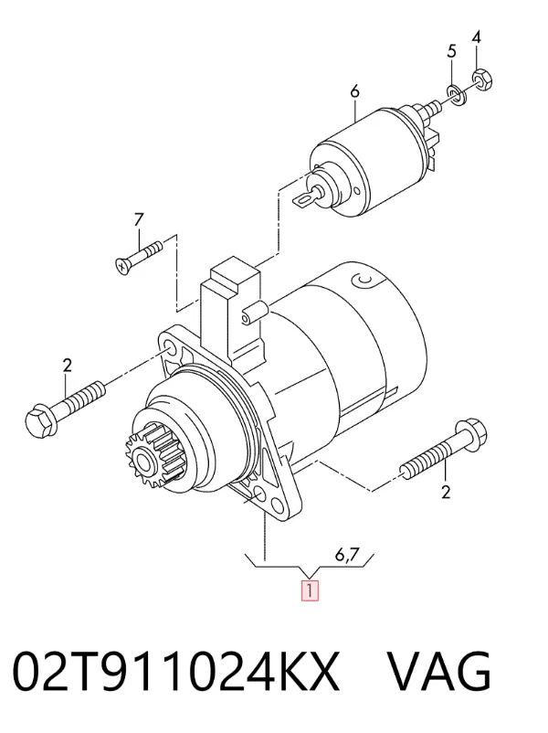Motor de arranque 02T911024KX VAG