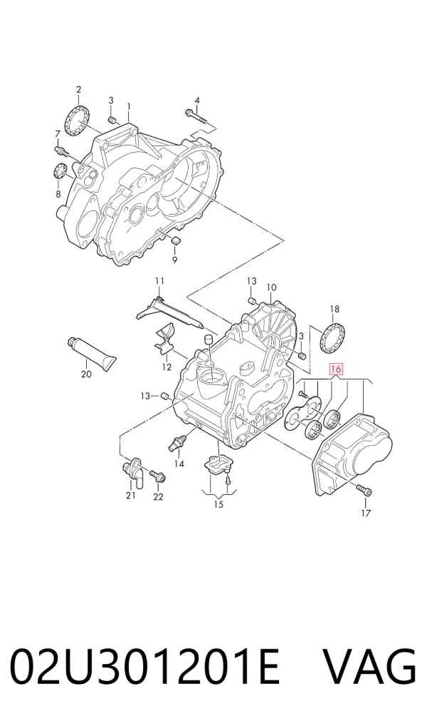 Tapa trasera de la caja de cambios 02U301201E VAG