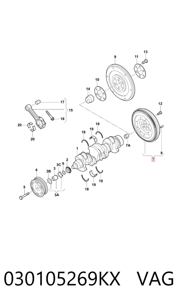 Volante motor 030105269KX VAG
