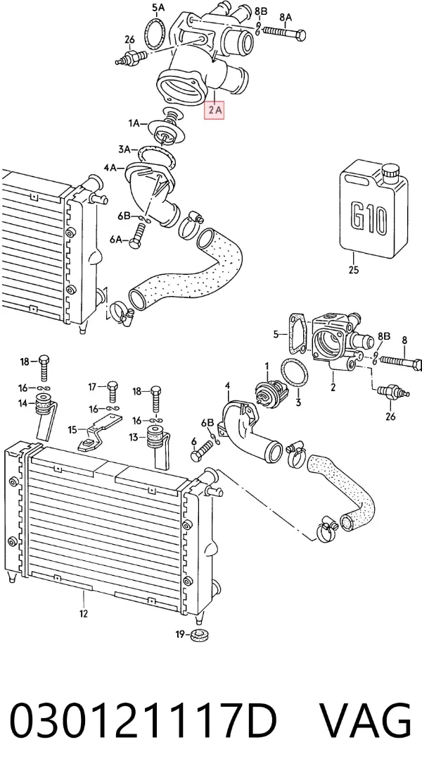 Caja de termostato 030121117D VAG