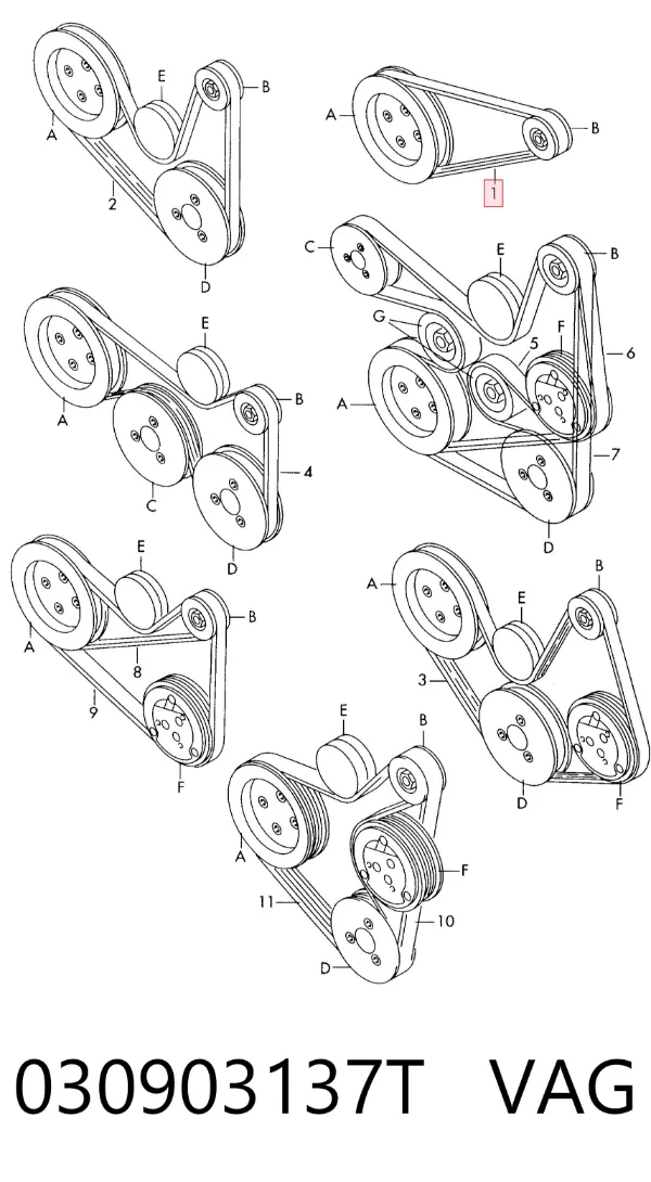 Correa de alternador 030903137T VAG