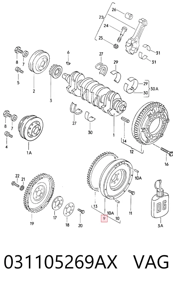Volante motor 031105269AX VAG
