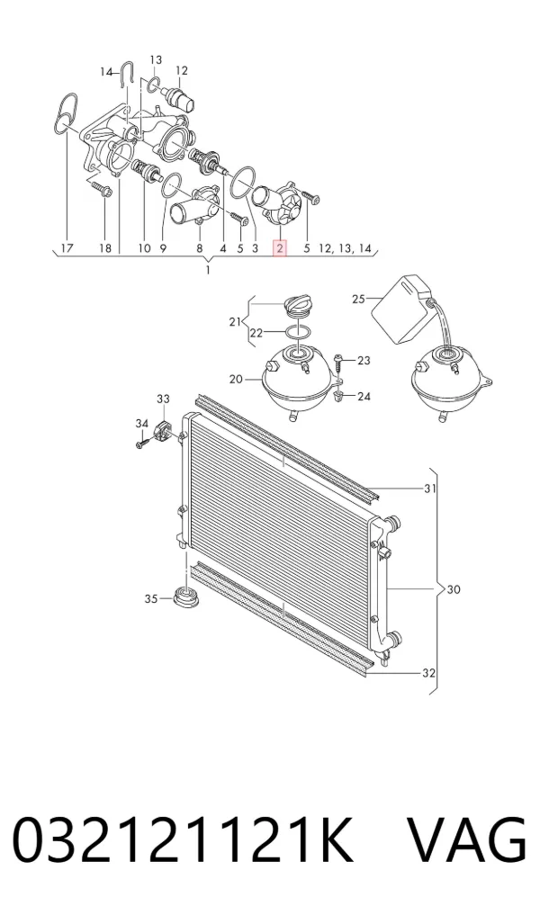 Tapa de termostato 032121121K VAG