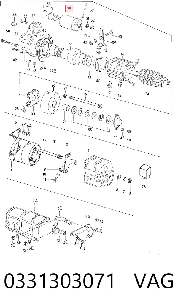 Solenoide de arranque 0331303071 VAG