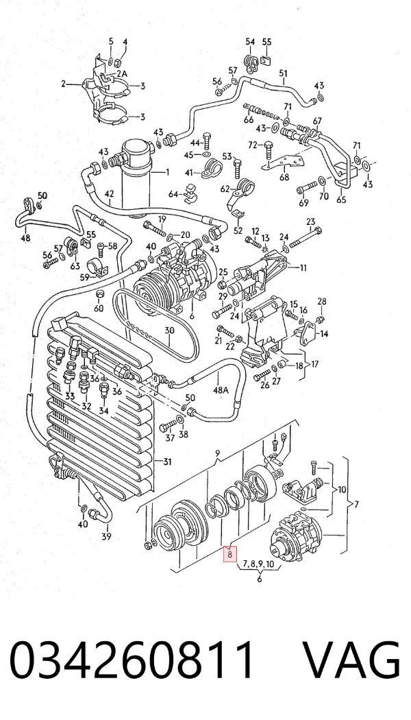 Acoplamiento magnético, compresor del aire acondicionado  Audi 80 B3