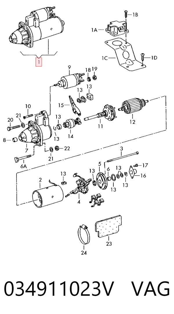 Motor de arranque 034911023V VAG