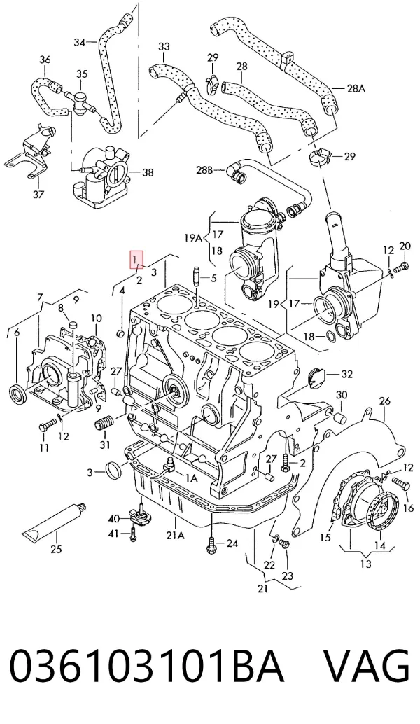 Bloque de cilindros del motor 036103101BA VAG