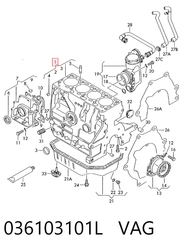 Bloque de cilindros del motor 036103101L VAG