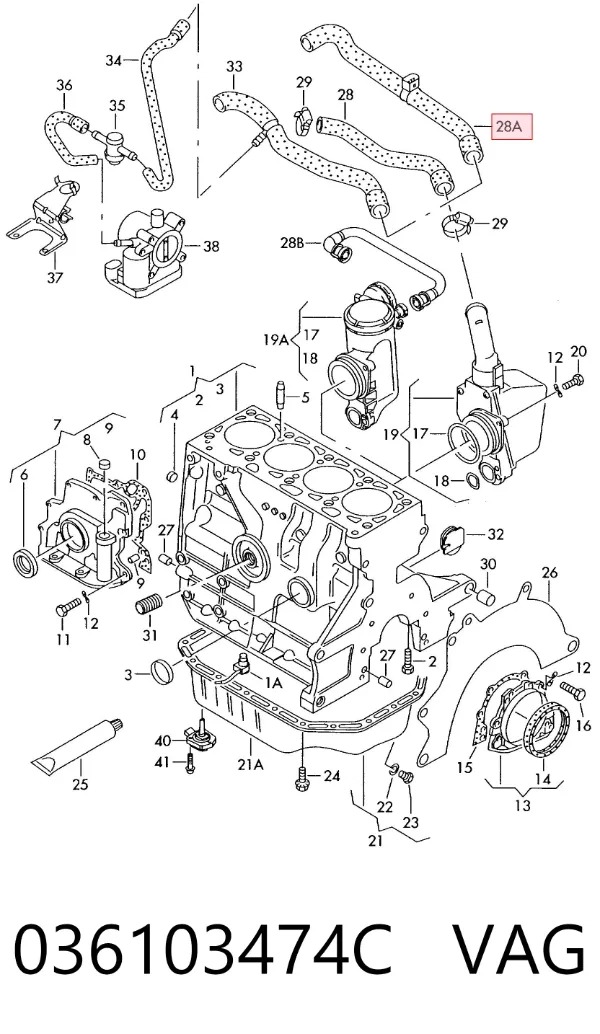 Tubo de ventilación del cárter 036103474C VAG