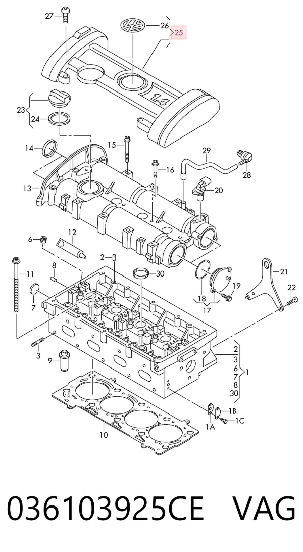 Tapa motor 036103925CE VAG