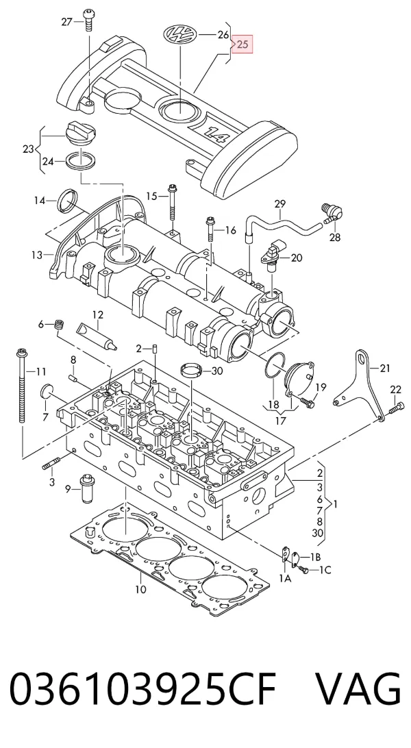 Tapa motor 036103925CF VAG
