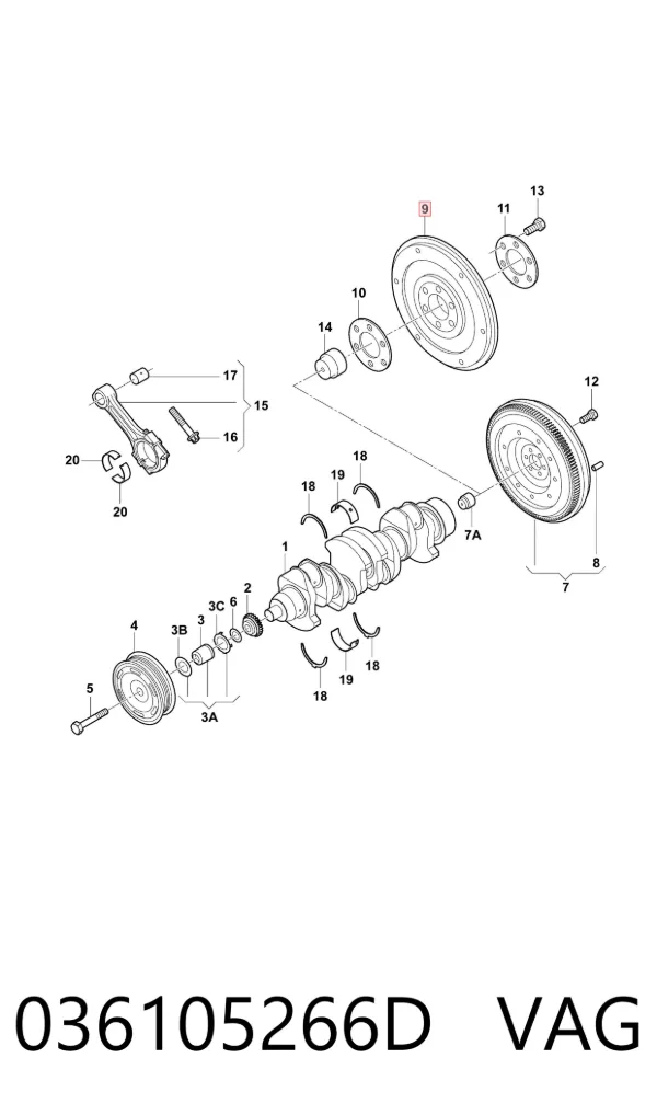 Volante motor 036105266D VAG