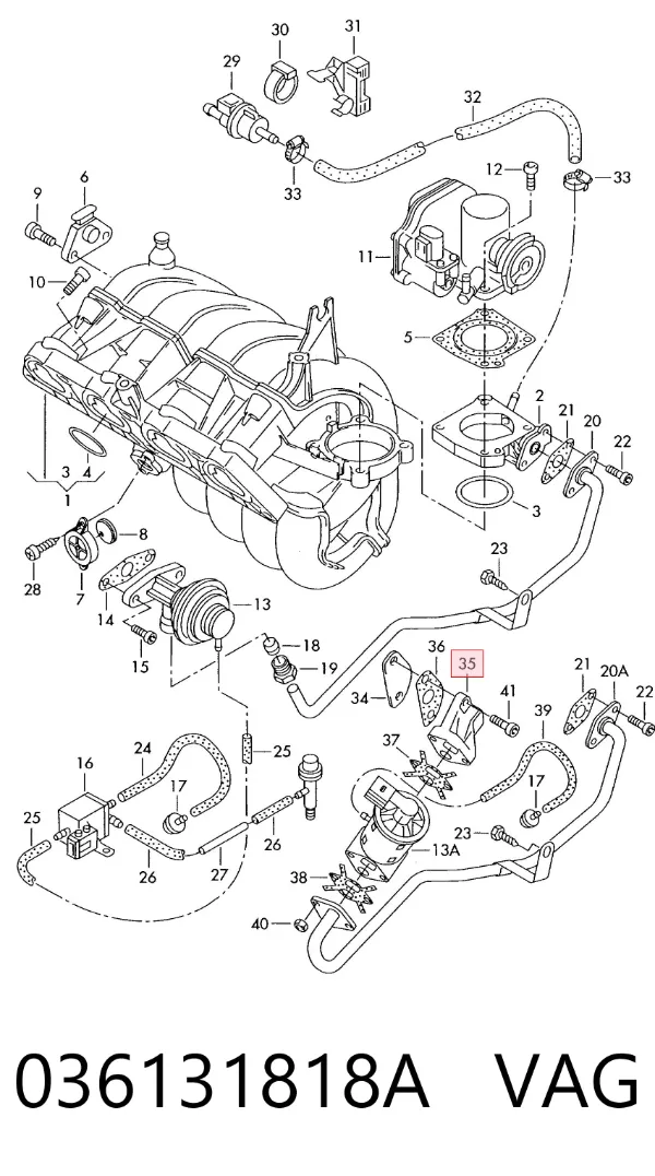Soporte de la válvula EGR 036131818A VAG
