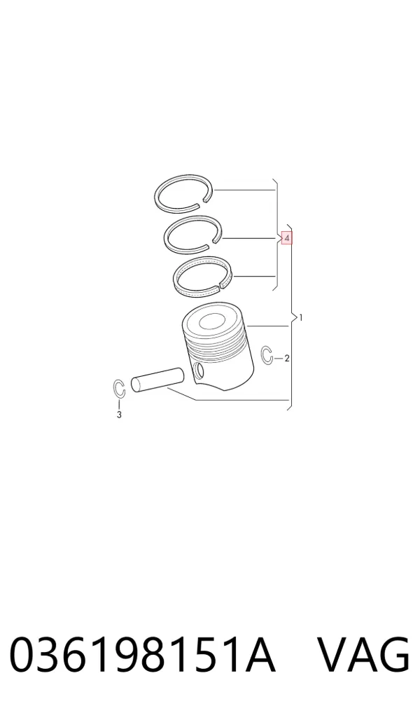 Aros de pistón para 1 cilindro, STD 036198151A VAG