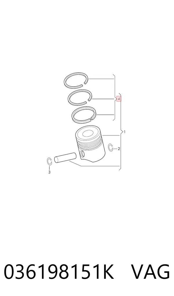 Aros de pistón para 1 cilindro, STD 036198151K VAG