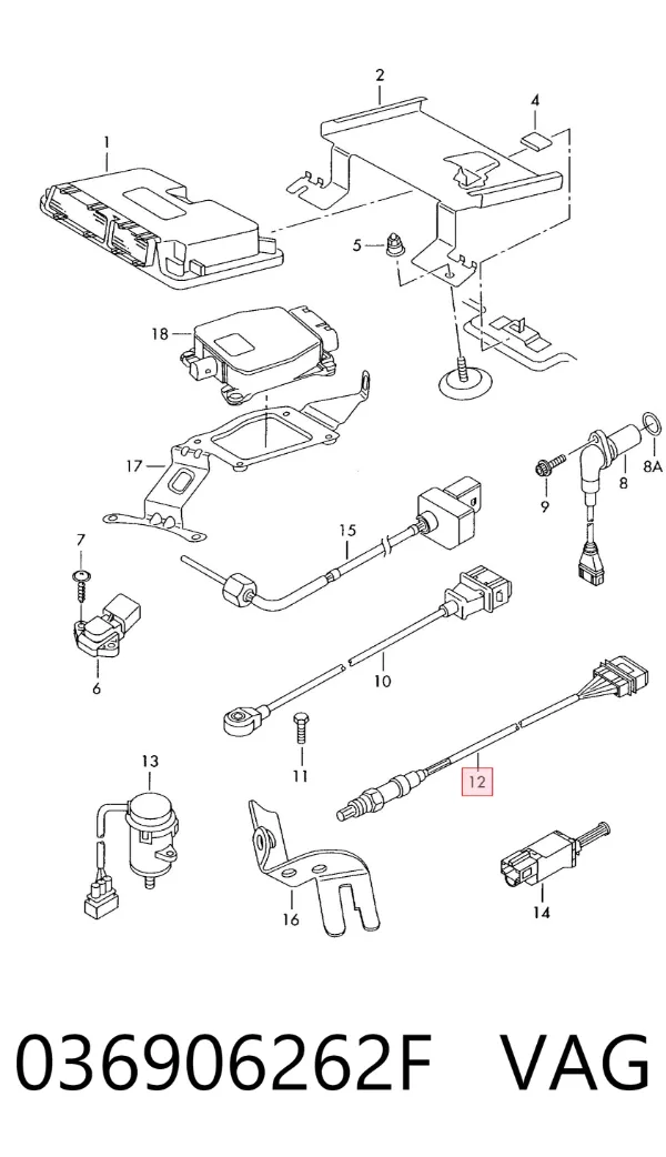 Sonda lambda de oxígeno posterior al catalizador 036906262F VAG