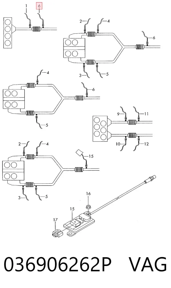 Sonda lambda de oxígeno posterior al catalizador 036906262P VAG