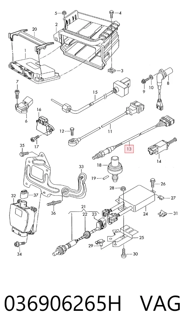 Sonda lambda de oxígeno posterior al catalizador 036906265H VAG