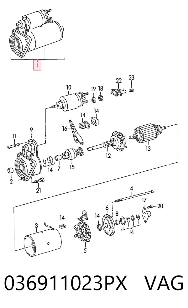 Motor de arranque 036911023PX VAG