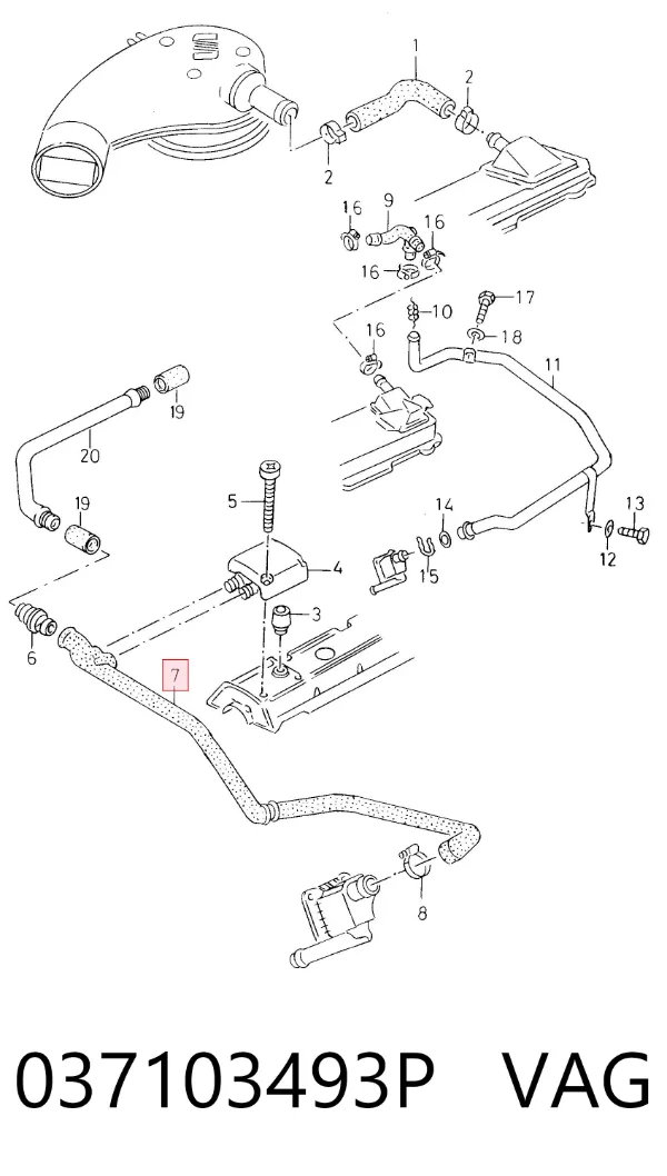 Tubo de ventilación del cárter 037103493P VAG