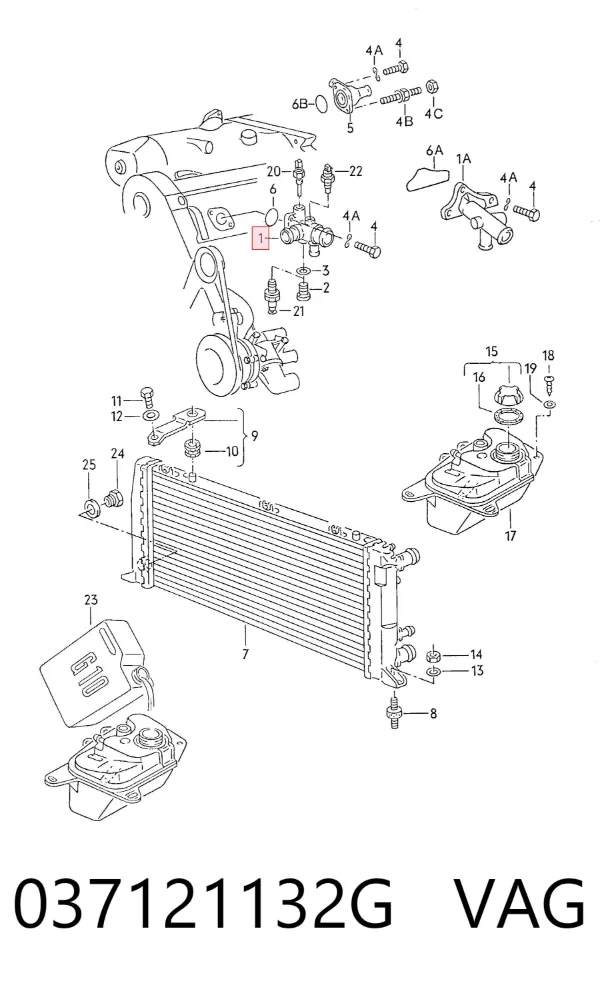Brida del sistema de refrigeración (triple unión) 037121132G VAG
