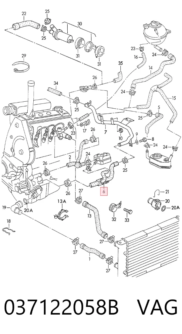 Manguera radiador 037122058B VAG