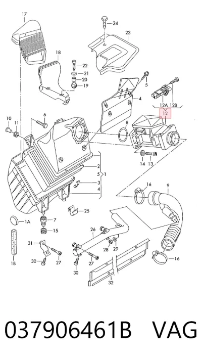 Sensor de flujo de masa de aire VAG 037906461B