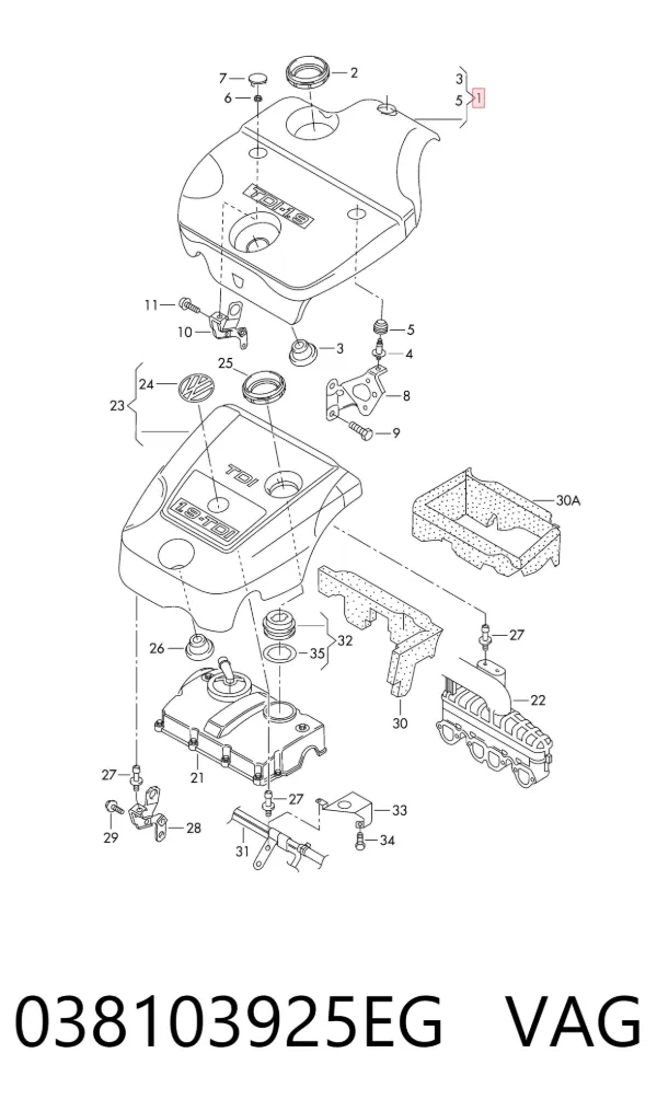 Tapa motor 038103925EG VAG