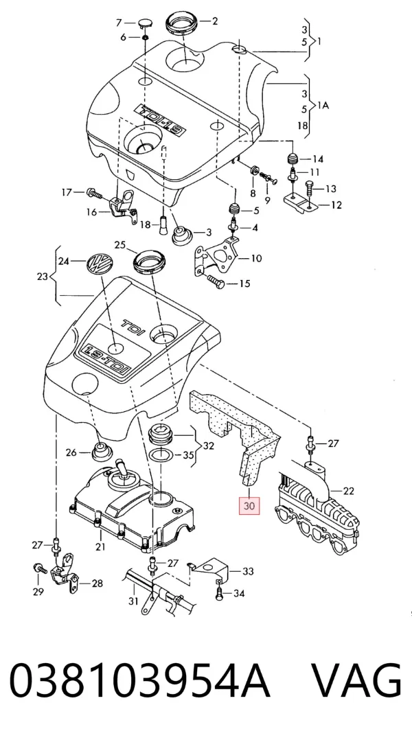 Tapa motor 038103954A VAG