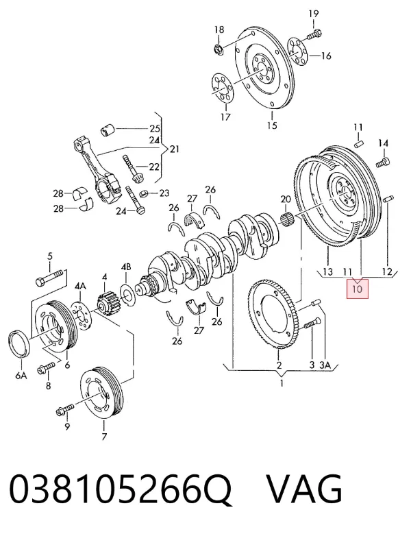 Volante motor 038105266Q VAG