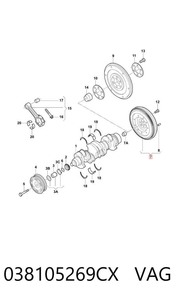 Volante motor 038105269CX VAG