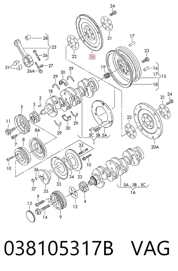 Volante motor 038105317B VAG