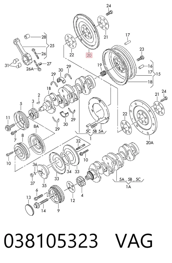Volante motor 038105323 VAG