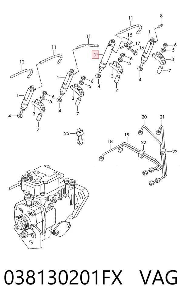 Inyector 038130201FX VAG