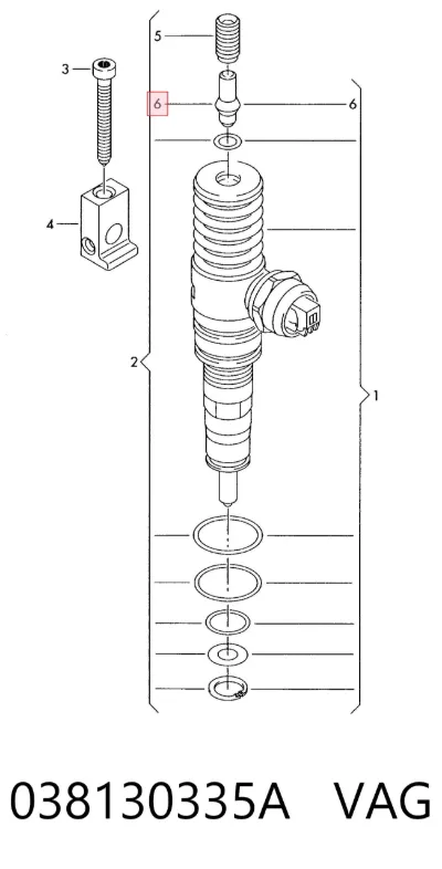 Tornillo de fijación del inyector VAG 038130335A