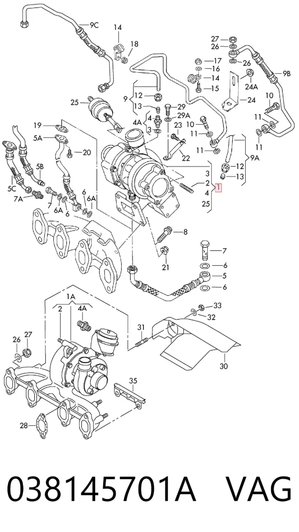 Turbocompresor 038145701A VAG