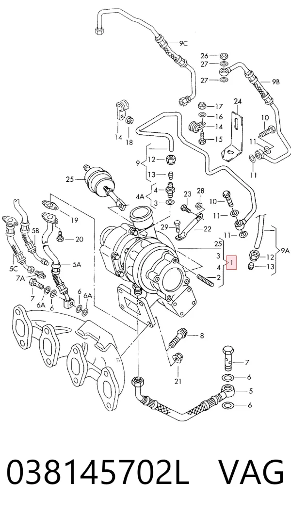 Turbocompresor 038145702L VAG