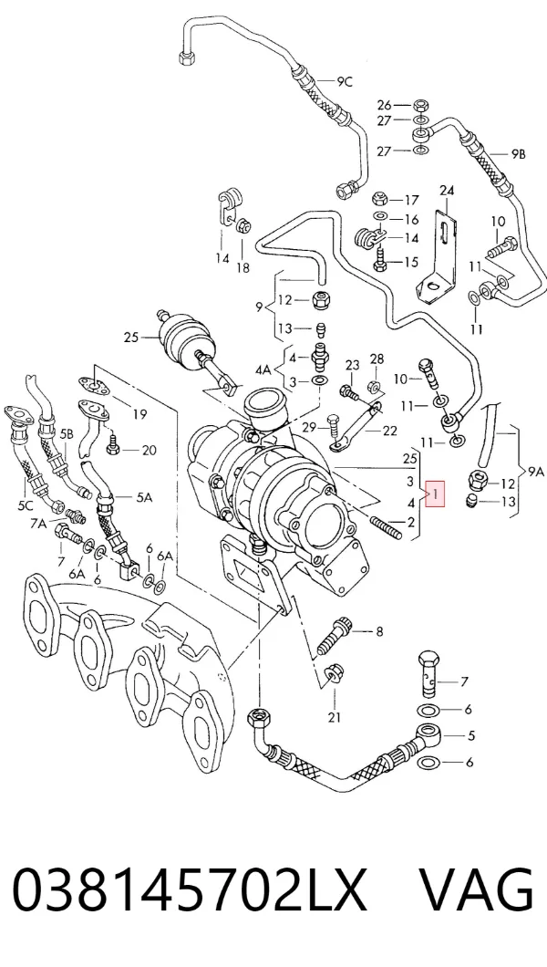 Turbocompresor 038145702LX VAG